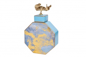 Ваза керамич. с крышкой голубая с золотом, см Garda Decor 55RD3570S