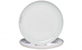 Тарелка белая с бирюзовым рисунком (2) Garda Decor CB2193-30-F138
