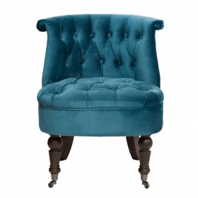 Кресло велюр сине-зеленый ножки темно-коричневый Garda Decor HD2202868-BBD