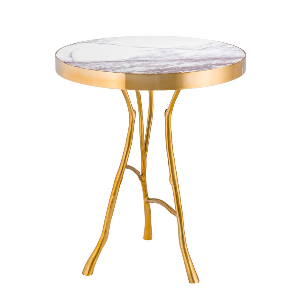 прикроватный столик круглый золотой